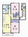 Ｆａｖｏｒ筒井 2LDKの間取り
