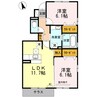 カトレア　A　B　C　D棟 2LDKの間取り