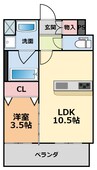 スペルビア勝山 1LDKの間取り