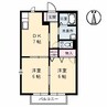 ピースフル 2DKの間取り