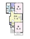 アンジュ・コリーヌ 2DKの間取り