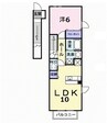 プラシードカーサⅡ 1LDKの間取り