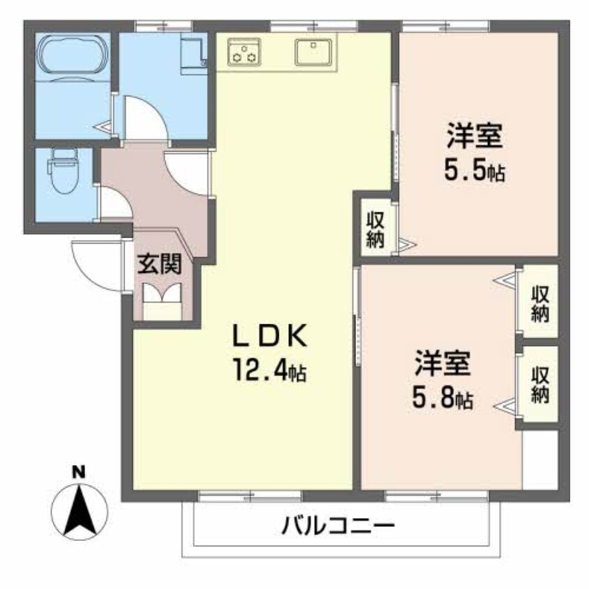 間取図 カルテット北斎院　A棟