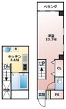 リューレント河原町 1Kの間取り