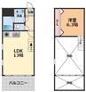 リューレント河原町 1LDKの間取り