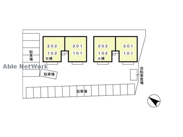 駐車場配置図 名鉄三河線/北新川駅 徒歩35分 2階 築23年