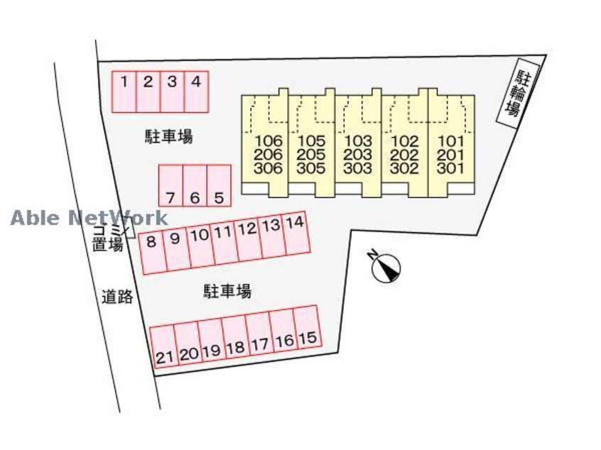 駐車場配置図 名鉄三河線/碧南駅 徒歩15分 3階 築5年
