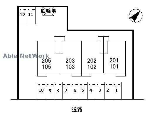 駐車場配置図 名鉄三河線/碧南駅 バス5分権現町下車:停歩3分 1階 築19年