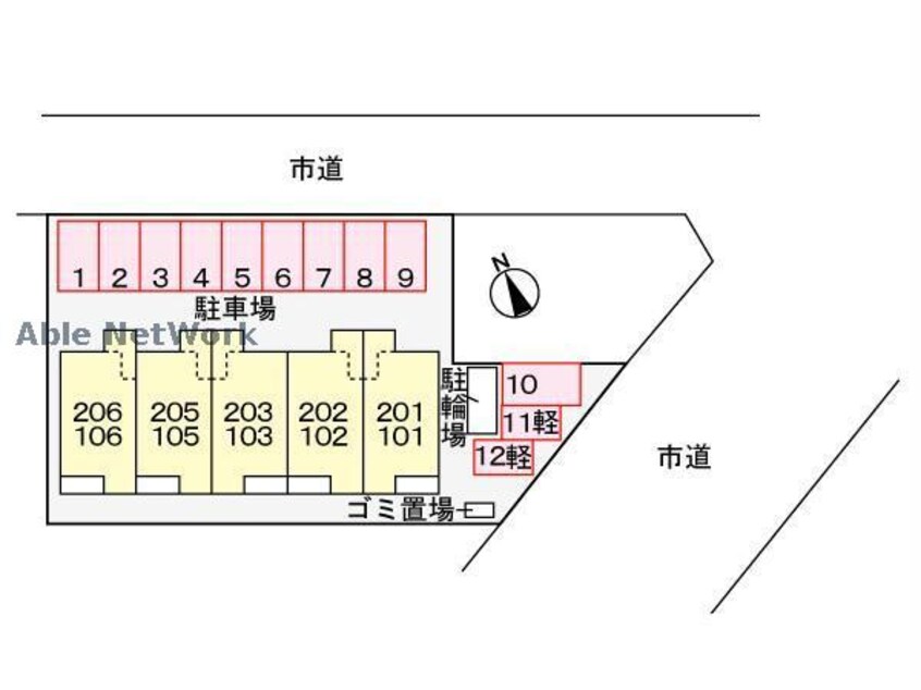 駐車場配置図 名鉄三河線/高浜港駅 徒歩10分 2階 築7年