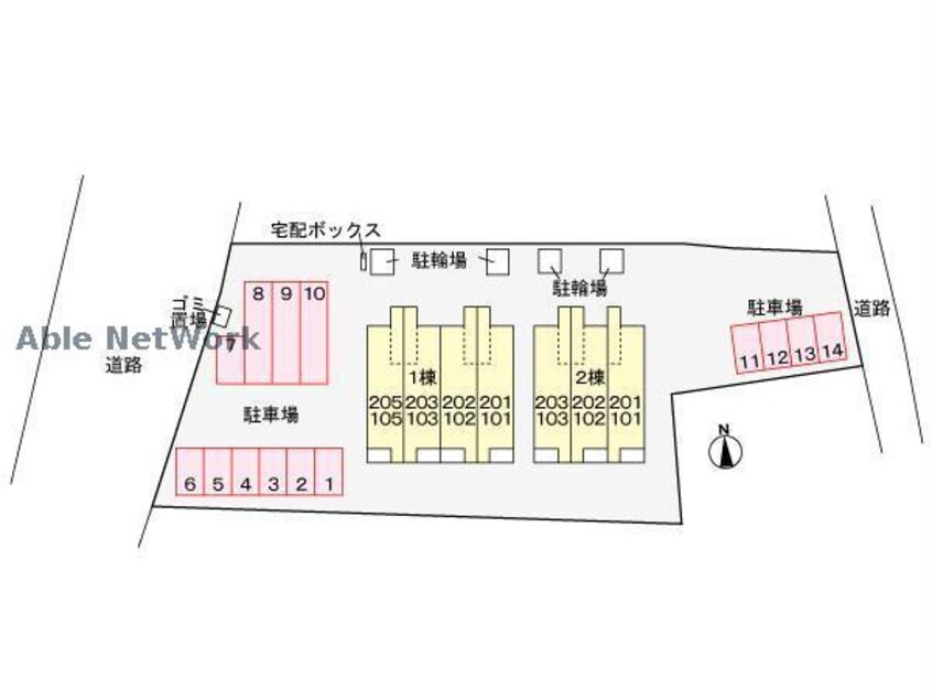 駐車場配置図 名鉄三河線/高浜港駅 徒歩8分 1階 築3年