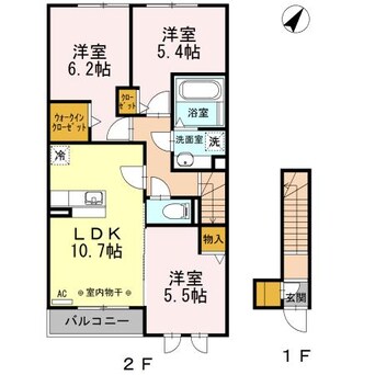 間取図 名鉄三河線/北新川駅 徒歩22分 2階 築9年