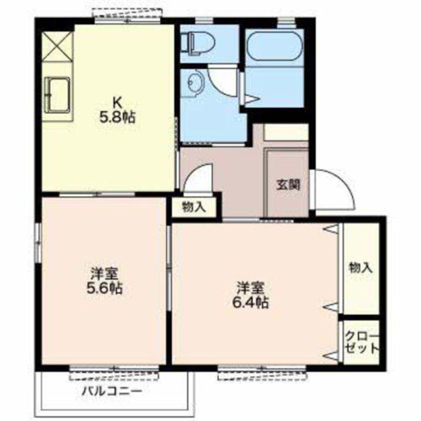 間取図 名鉄三河線/北新川駅 バス30分沢渡橋下車:停歩1分 2階 築20年