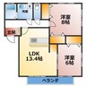 アメージングコートⅠ　A棟 2LDKの間取り