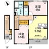 ベルドミール下松 2LDKの間取り