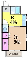 カーサ樹・ 1Kの間取り