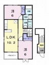 エアリーヴィラＮ 2LDKの間取り
