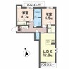 レフィナード桑原 2LDKの間取り