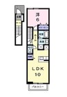 プラシード小坂Ｂ 1LDKの間取り