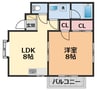 仙波ハウス 1LDKの間取り
