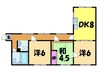 瓢六マンション 3DKの間取り