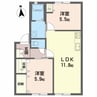 ルミエール居相 2LDKの間取り