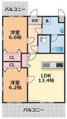 ブライムララ 2LDKの間取り