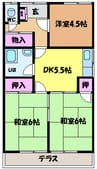 伊予鉄道横河原線/北久米駅 徒歩8分 1階 築45年 3Kの間取り