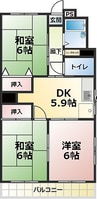 メゾンドール横河原 3DKの間取り
