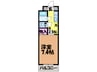 カーサグラン桑原・ 1Kの間取り