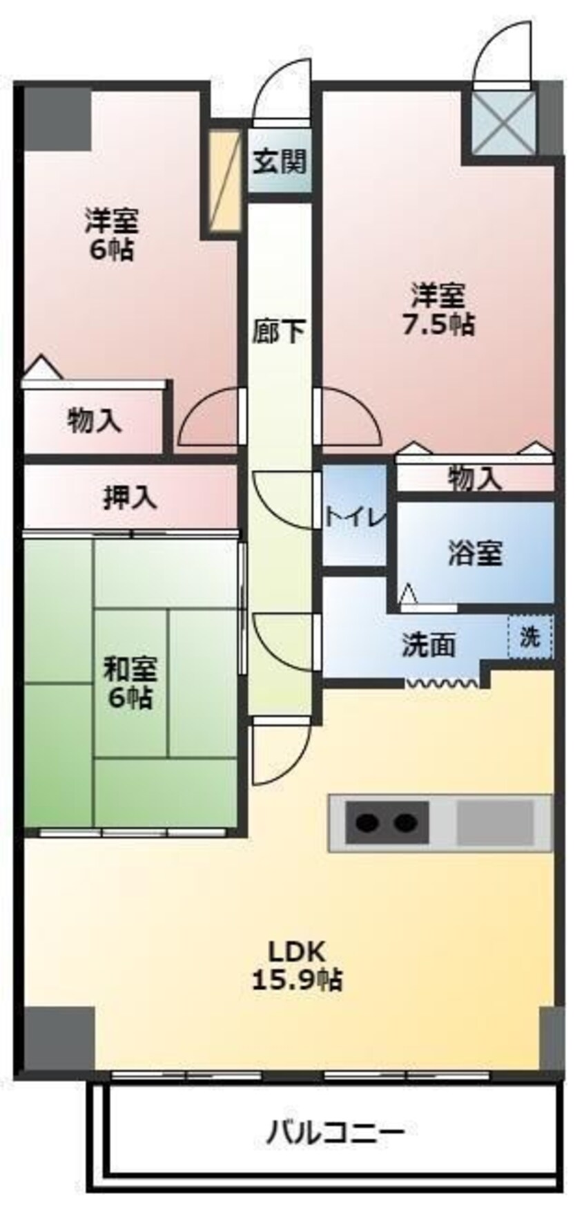 間取図 サーパス鷹子弐番館