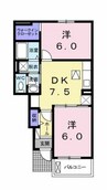 アルコバレーノ　Ⅱ 2DKの間取り