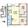シャーメゾン来住 2LDKの間取り