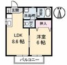 メゾン北野Ⅱ・ 1LDKの間取り