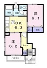 リヴァーパークＢ 2DKの間取り