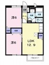シャルマンハイツ小野 2LDKの間取り