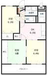 スクウェアガーデン東野・ 3DKの間取り