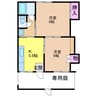 コーポサニーサイド 2DKの間取り