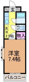 カーサグラン桑原・ 1Kの間取り