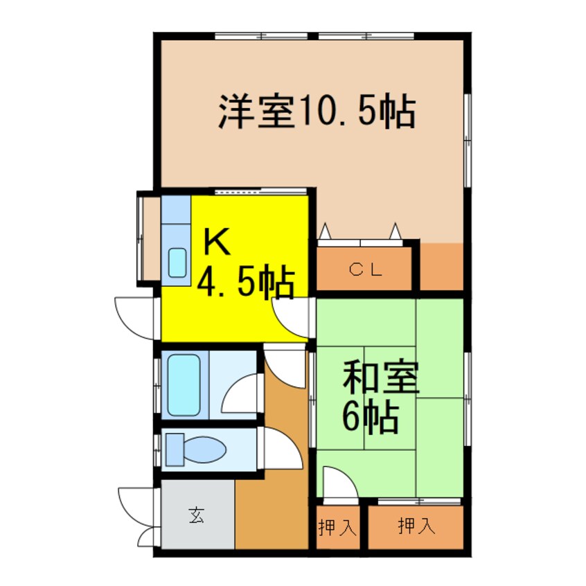 間取図 伊予鉄道横河原線/久米駅 徒歩4分 1階 築54年