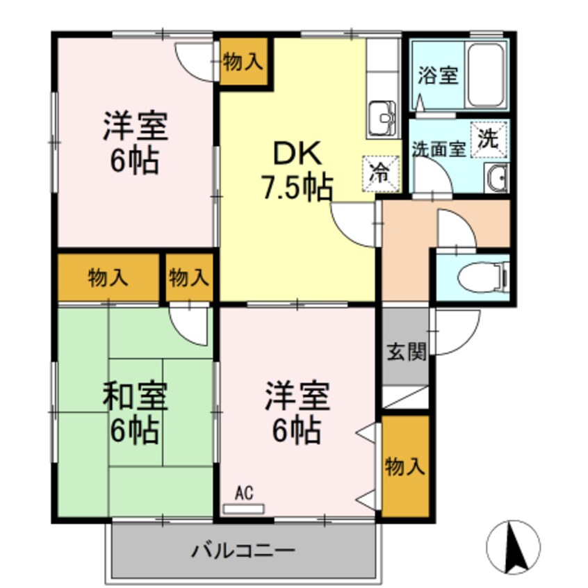 間取図 ハイカムール北久米・