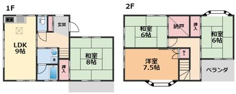 間取図 伊予鉄道横河原線/久米駅 徒歩25分 1-2階 築33年