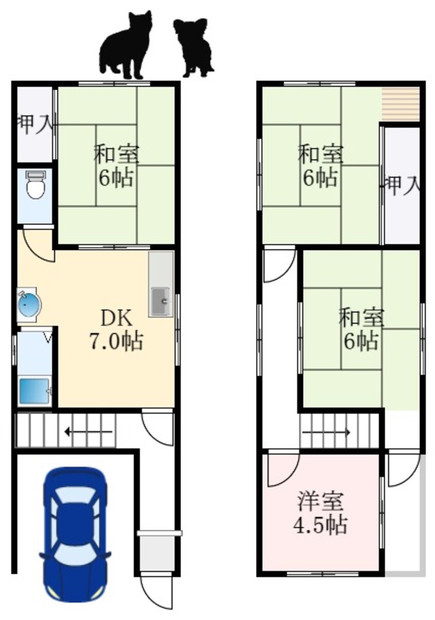 間取図 大阪メトロ御堂筋線/なかもず駅 徒歩23分 1-2階 築46年