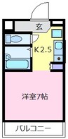 フルーリ深井 1Kの間取り