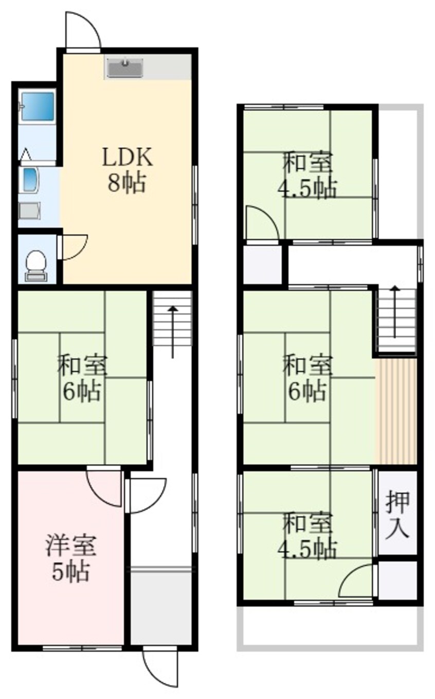 間取図 南海高野線/白鷺駅 徒歩14分 1-2階 築48年