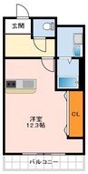 パレスひだまりの丘 1Rの間取り