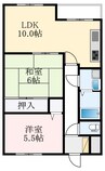 新栄プロパティー北野田Ⅱ 2LDKの間取り