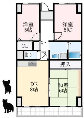 間取図 近鉄長野線/河内長野駅 徒歩31分 9階 築34年