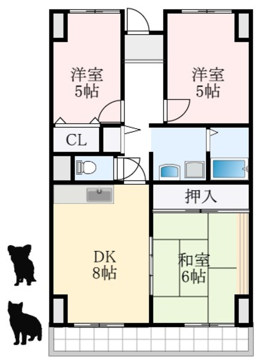 間取図 近鉄長野線/河内長野駅 徒歩31分 9階 築34年