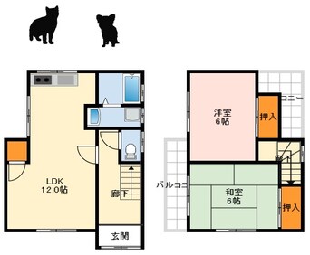 間取図 泉北高速鉄道/深井駅 徒歩14分 1-2階 築48年