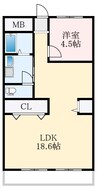 エステートI 1LDKの間取り